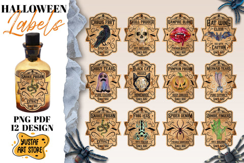 Halloween Potion Labels. 12 design printable and sublimation Sublimation Yustaf Art Store 