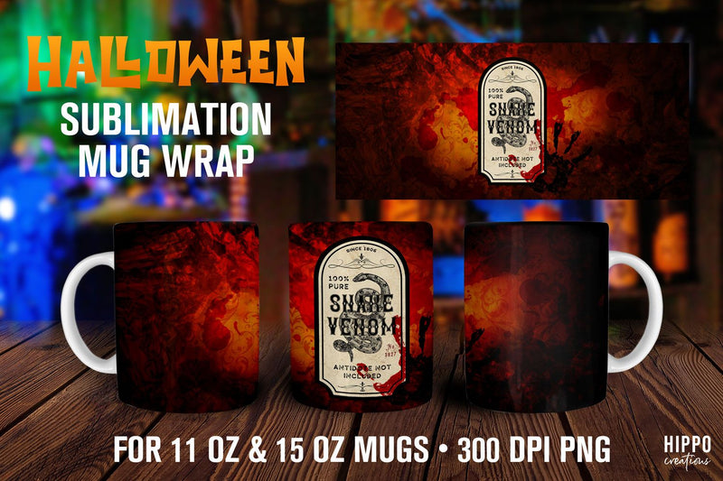 Halloween Potion Labels Mug Wrap for Sublimation 11oz & 15oz Sublimation Hippo Creations 