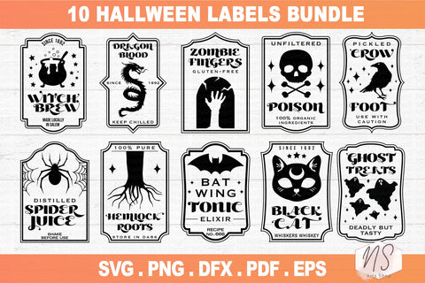 Halloween Potion Labels SVG Bundle, witch svg, withcy svg, Halloween svg SVG NS Arts Shop 