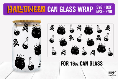 Halloween Potions Can Glass Wrap, Halloween Beer Glass Wrap SVG Hippo Creations 