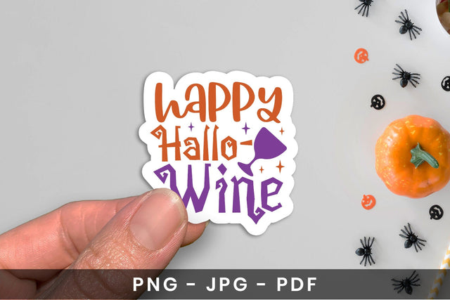 Halloween Printable Sticker | Happy Hallo-Wine PNG Sublimation CraftLabSVG 