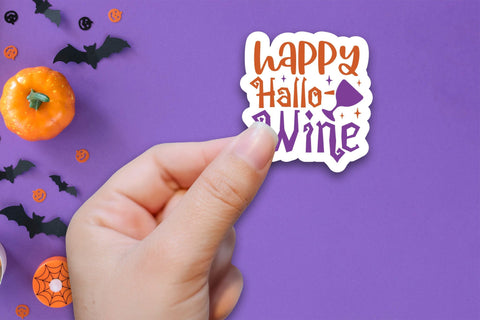 Halloween Printable Sticker | Happy Hallo-Wine PNG Sublimation CraftLabSVG 