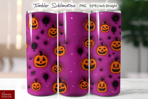 Halloween Puffy Tumbler|Seamless Pumpkins Sublimation Sublimation Kseniia designer 