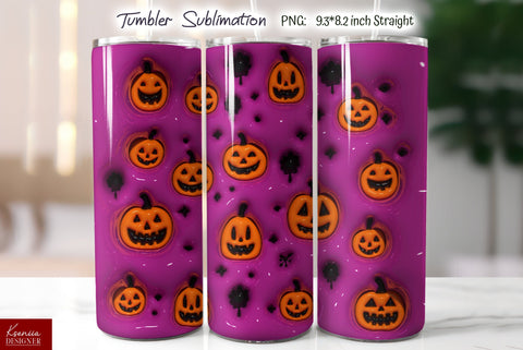 Halloween Puffy Tumbler|Seamless Pumpkins Sublimation Sublimation Kseniia designer 
