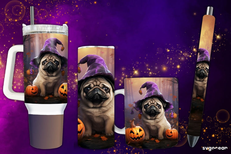 Halloween Pug Wrap Bundle | Tumbler | Mug | Pen Sublimation SvgOcean 