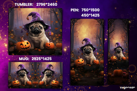 Halloween Pug Wrap Bundle | Tumbler | Mug | Pen Sublimation SvgOcean 