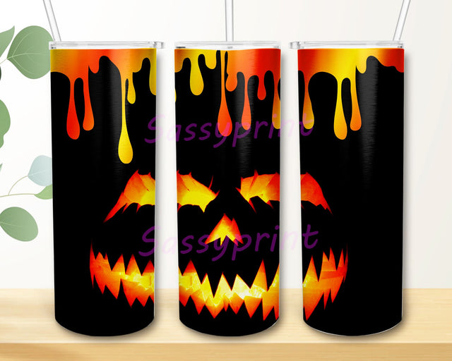 Halloween Pumkins Tumbler Wrap, Gold Pumpkin Halloween Sublimation Design PNG Sublimation Design- 20oz Skinny Tumbler Sublimation sassyprint 