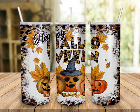 Halloween Pumkins Tumbler Wrap, Pumpkin Halloween Sublimation Design PNG Sublimation Design- 20oz Skinny Tumbler SVG BOO-design 