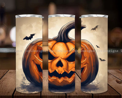 Halloween Pumpkin 20 oz Skinny Tumbler Sublimation, Design Digital Download PNG Sublimation ToriDesigns 