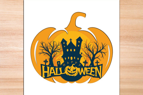 Halloween Pumpkin - 3D Layered Paper Cut SVG SVG Slim Studio 