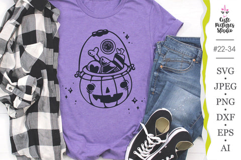 Halloween pumpkin bucket SVG CutePicturesStudio 