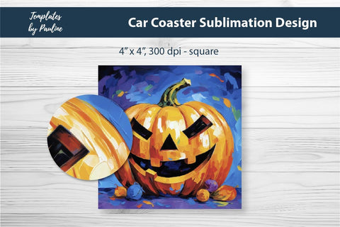 Halloween Pumpkin Car Coaster Sublimation Design 1 Sublimation Templates by Pauline 