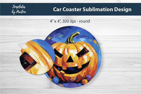 Halloween Pumpkin Car Coaster Sublimation Design 1 Sublimation Templates by Pauline 