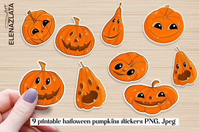 Halloween Pumpkin Characters Stickers Sublimation ElenazlataArt 