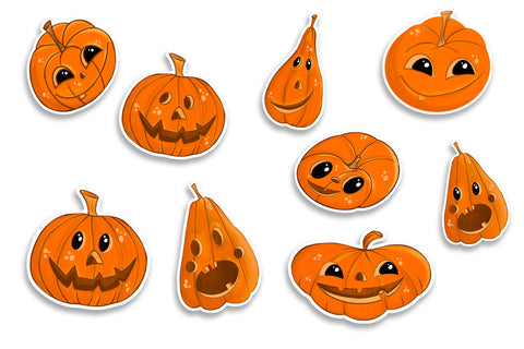 Halloween Pumpkin Characters Stickers Sublimation ElenazlataArt 