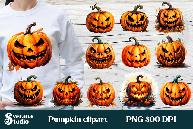 Halloween pumpkin clipart bundle Sublimation Svetana Studio 