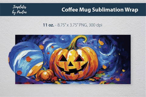 Halloween Pumpkin Coffee Mug Wrap for Sublimation 1 Sublimation Templates by Pauline 