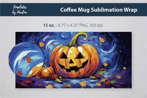 Halloween Pumpkin Coffee Mug Wrap for Sublimation 1 Sublimation Templates by Pauline 