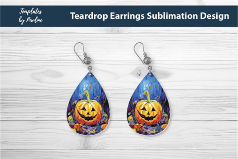 Halloween Pumpkin Earrings Sublimation Design 1 Sublimation Templates by Pauline 