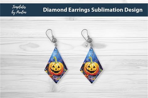 Halloween Pumpkin Earrings Sublimation Design 1 Sublimation Templates by Pauline 