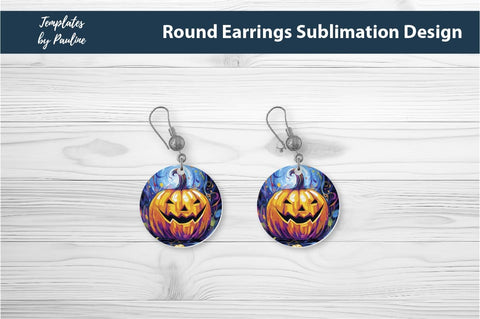 Halloween Pumpkin Earrings Sublimation Design 2 Sublimation Templates by Pauline 