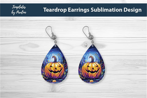 Halloween Pumpkin Earrings Sublimation Design 2 Sublimation Templates by Pauline 