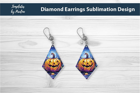 Halloween Pumpkin Earrings Sublimation Design 2 Sublimation Templates by Pauline 