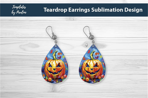 Halloween Pumpkin Earrings Sublimation Design 3 Sublimation Templates by Pauline 
