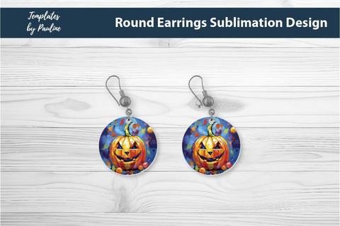 Halloween Pumpkin Earrings Sublimation Design 3 Sublimation Templates by Pauline 