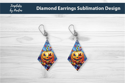 Halloween Pumpkin Earrings Sublimation Design 3 Sublimation Templates by Pauline 