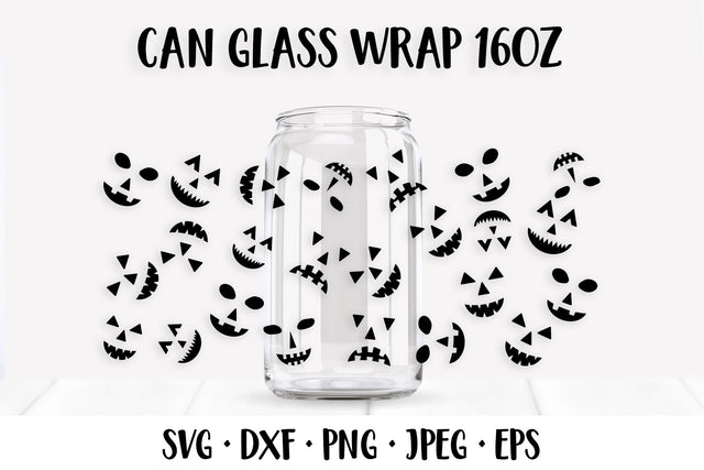 Halloween Pumpkin Faces Can Glass Wrap SVG SVG LaBelezoka 