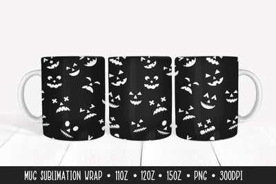 Halloween Pumpkin Faces Mug Wrap Sublimation Design Sublimation LaBelezoka 