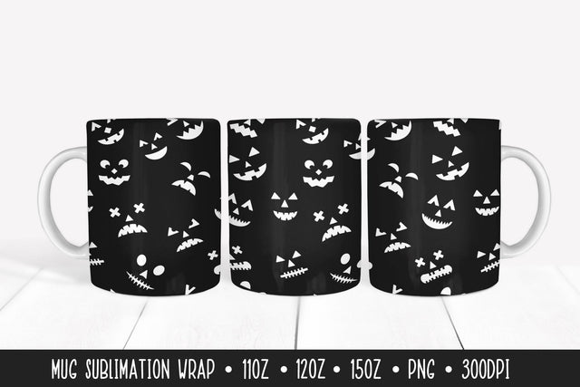 Halloween Pumpkin Faces Mug Wrap Sublimation Design Sublimation LaBelezoka 