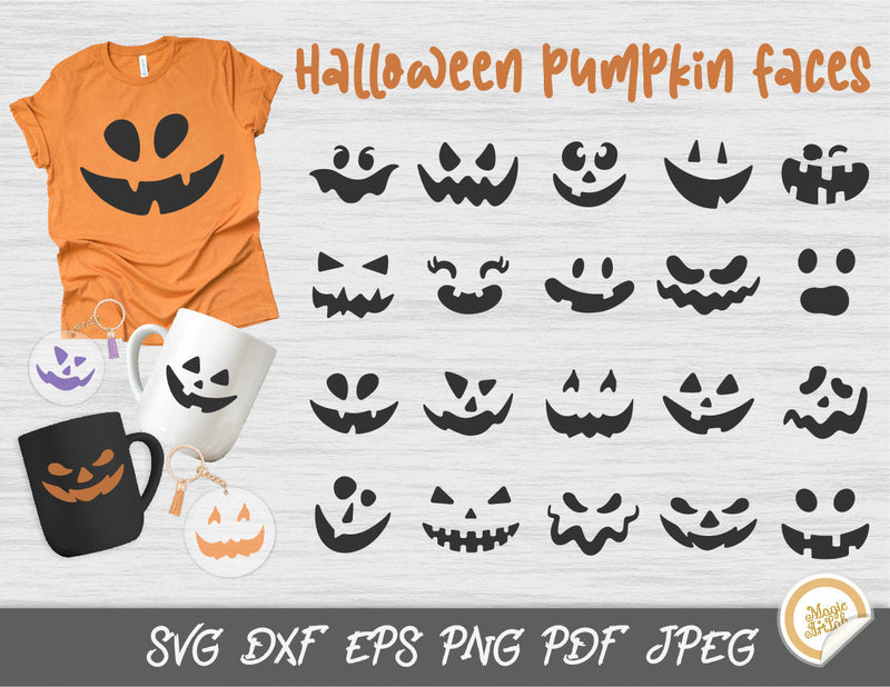 Halloween pumpkin faces SVG | Jack o lantern SVG - So Fontsy