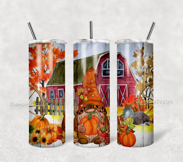 Halloween Pumpkin Gnome 20 Oz skinny Tumbler wrap Png, sublimation graphics instant download sublimation Sublimation DiamondDesign 
