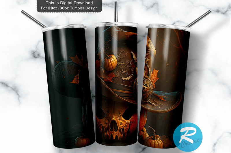 Halloween Pumpkin Hat 20 oz / 30 oz Tumbler PNG Sublimation Regulrcrative 