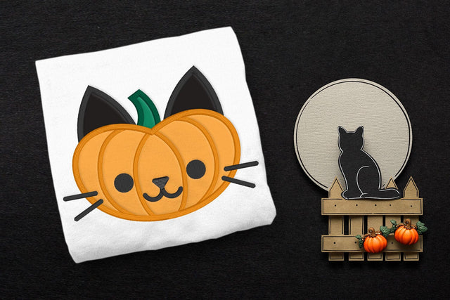 Halloween Pumpkin Kitty Applique Embroidery Embroidery/Applique DESIGNS Risa Rocks It 