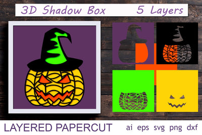 Halloween pumpkin layered svg, 3d shadow box template 3D Paper AnastasiyaArtDesign 
