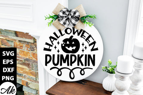 Halloween pumpkin Round Sign SVG akazaddesign 