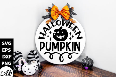 Halloween pumpkin Round Sign SVG akazaddesign 