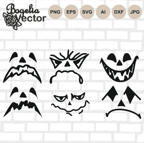 Halloween Pumpkin Scary Face Svg, Decal Designs, Halloween, Cricut, Silhouette, Vector SVG BogeliaVector 