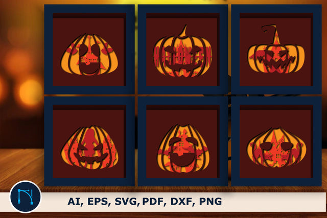 Halloween Pumpkin shadow box SVG bundle SVG MD JOYNAL ABDIN 