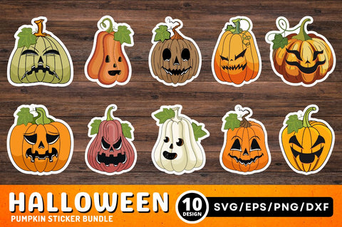 Halloween Pumpkin Sticker Svg Bundle SVG Regulrcrative 