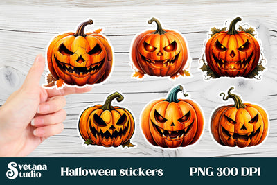 Halloween pumpkin stickers | Printable Halloween stickers Sublimation Svetana Studio 
