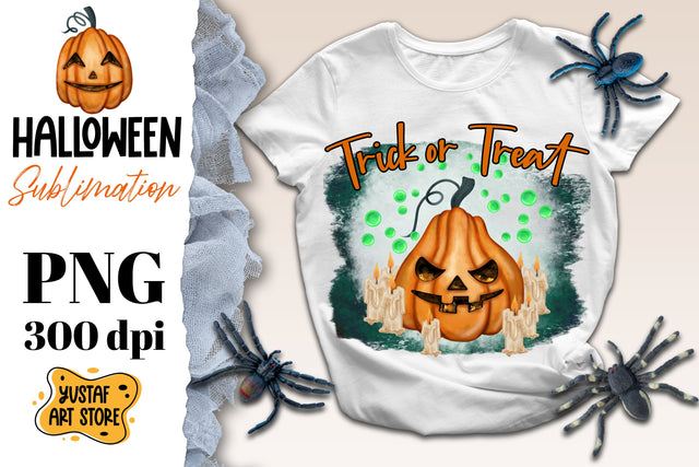 Halloween Pumpkin sublimation design. Trick or Treat Sublimation Yustaf Art Store 