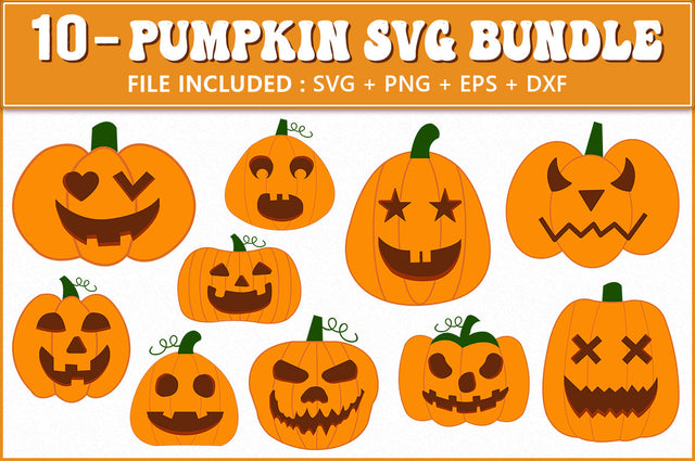 Halloween Pumpkin SVG, 10 Pumpkin Clipart, Halloween Pumpkin SVG Bundle SVG Shetara Begum 