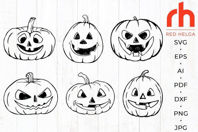 Halloween pumpkin svg - Halloween decor svg - Halloween pumpkin outline SVG RedHelgaArt 