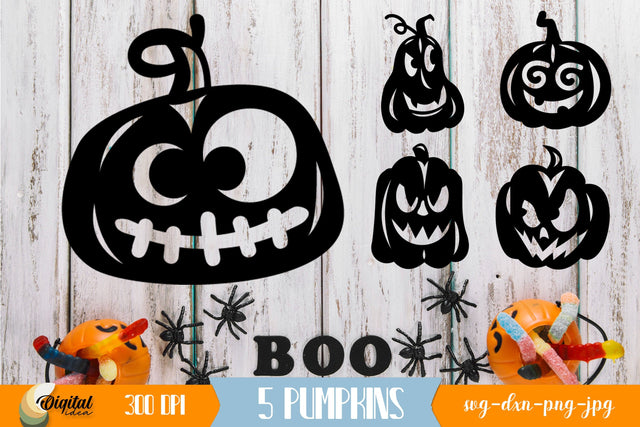 Halloween Pumpkin SVG. Mix 5 Pumpkin SVG. Funny Halloween Design SVG. SVG Evgenyia Guschina 