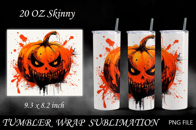 Halloween pumpkin tumbler, Scary pumpkin face wrap sublimation Sublimation AnastasiyaArtDesign 
