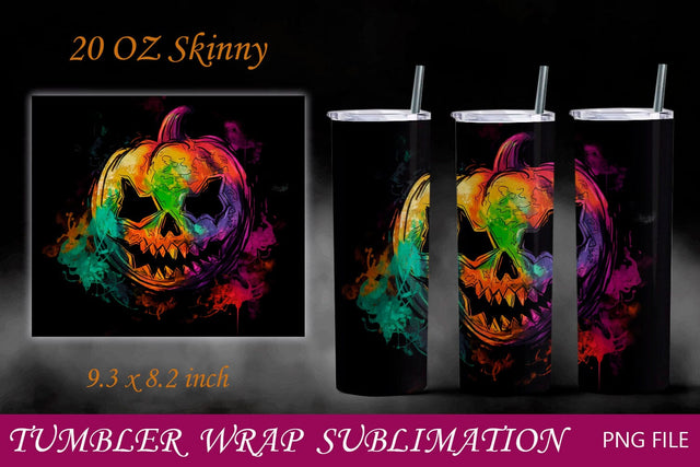 Halloween pumpkin tumbler wrap, Scary face 20 oz sublimation Sublimation AnastasiyaArtDesign 
